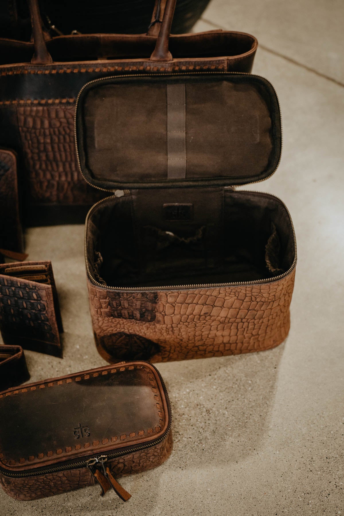 'Catalina' Leather Croc Train Case by STS Ranchwear