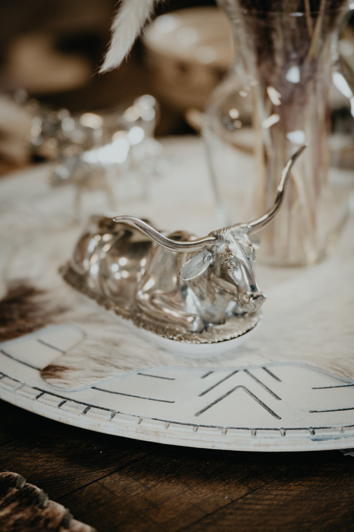 Longhorn Pewter Butter Dish