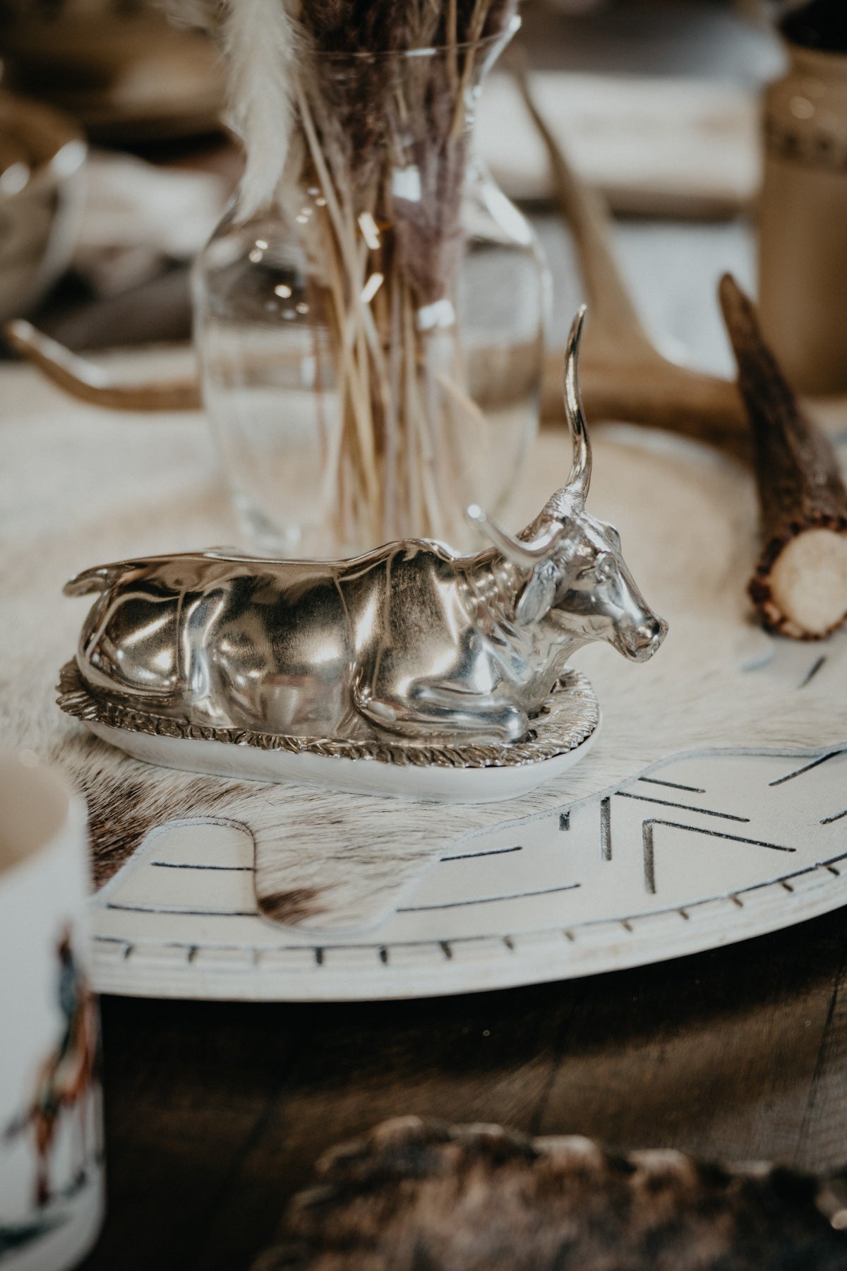Longhorn Pewter Butter Dish