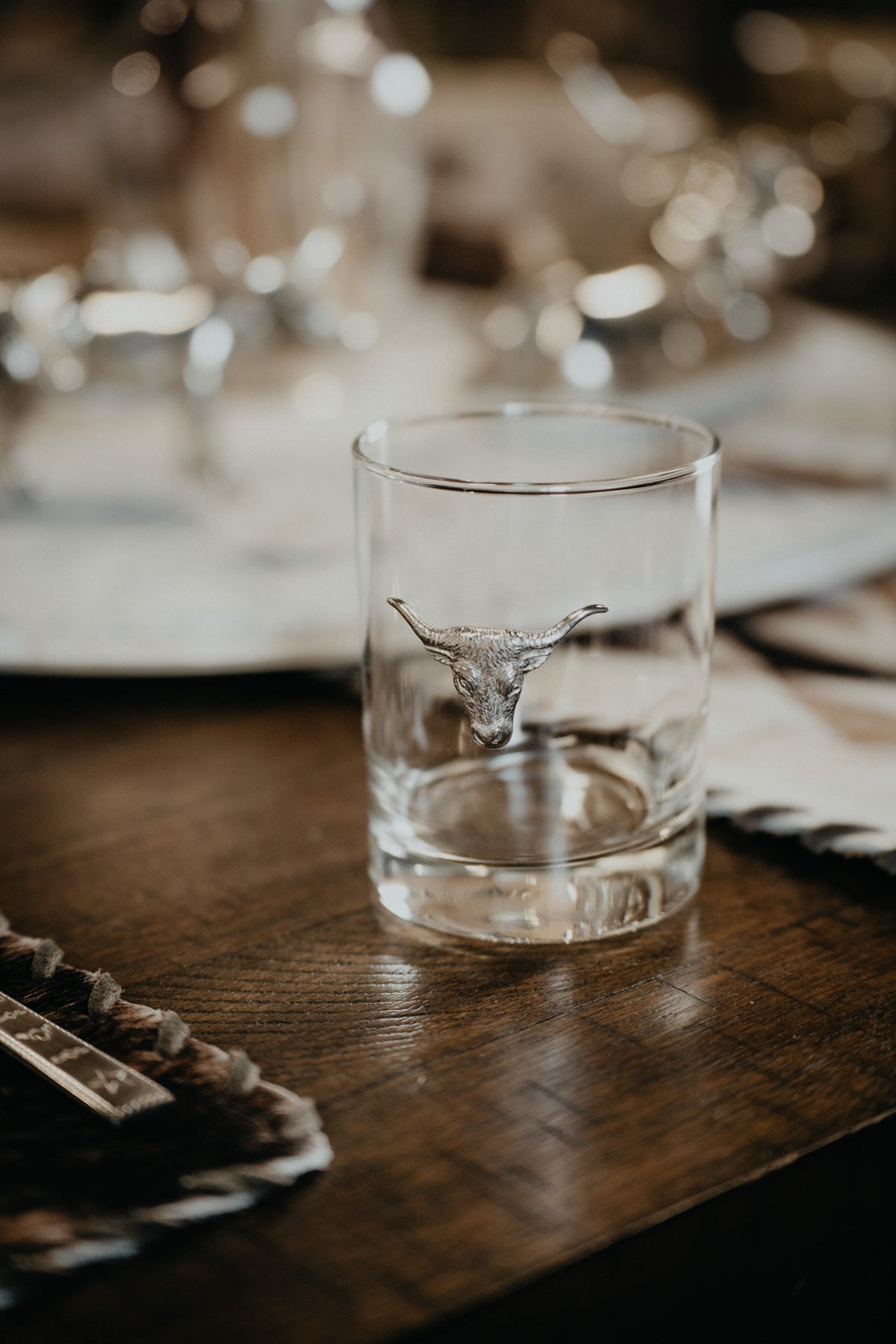 Pewter Longhorn Double Old Fashion Bar Glass