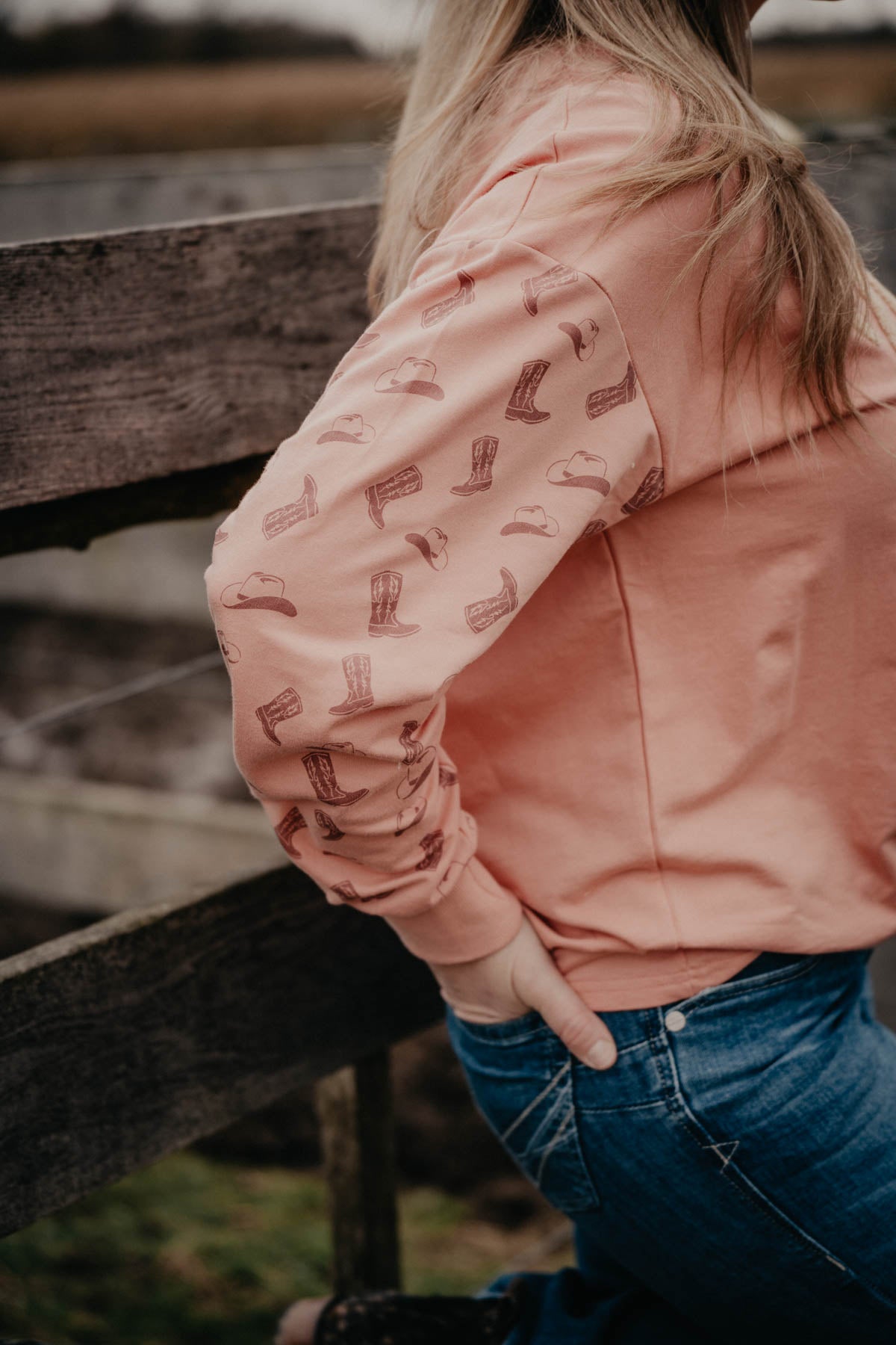 'YeeHaw' Blush Long Sleeve Top (XS - XXL)