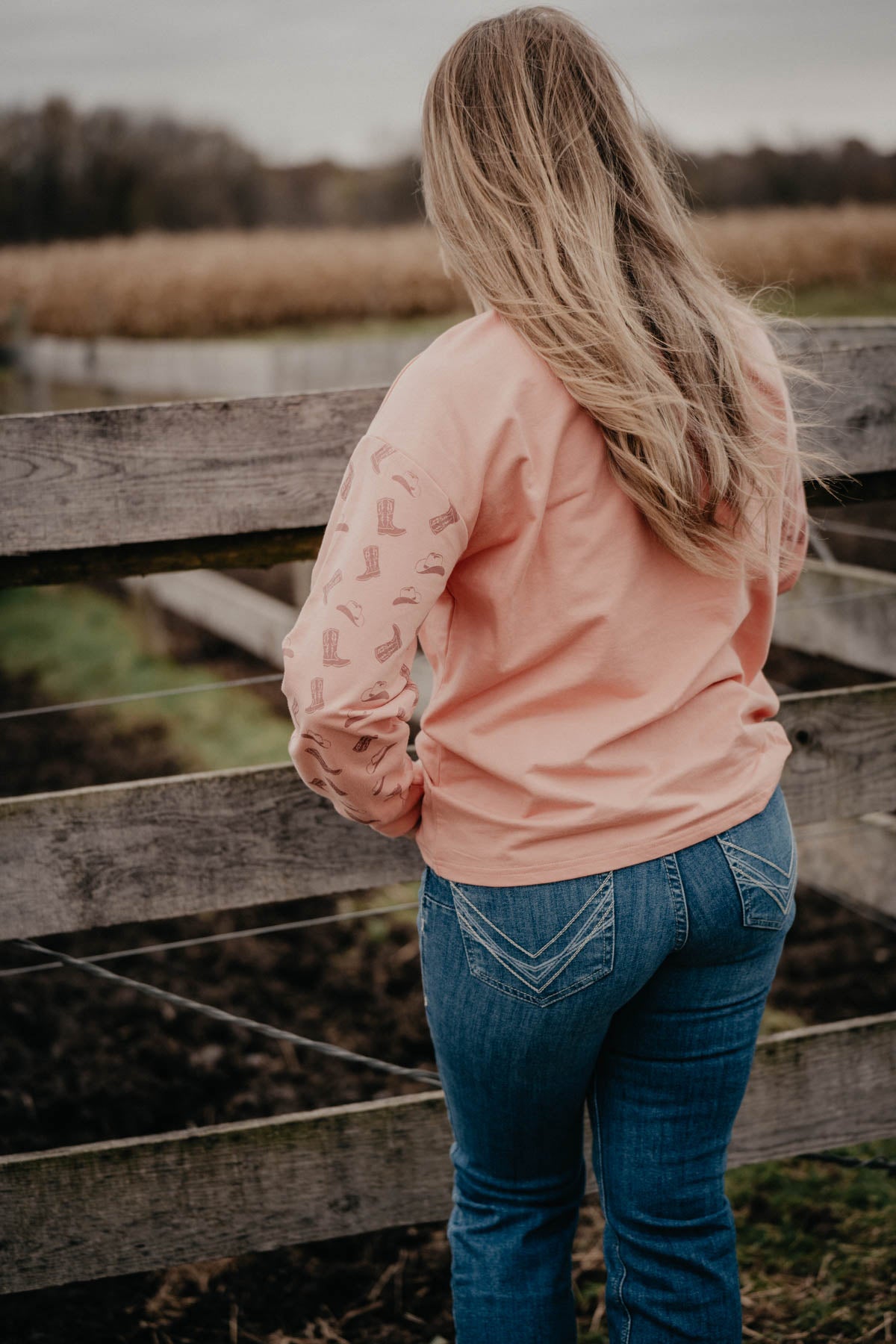 'YeeHaw' Blush Long Sleeve Top (XS - XXL)