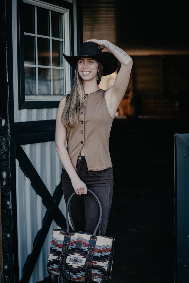 'Donna' Contrast Whipstitch Trim Button Down Vest (S-L)