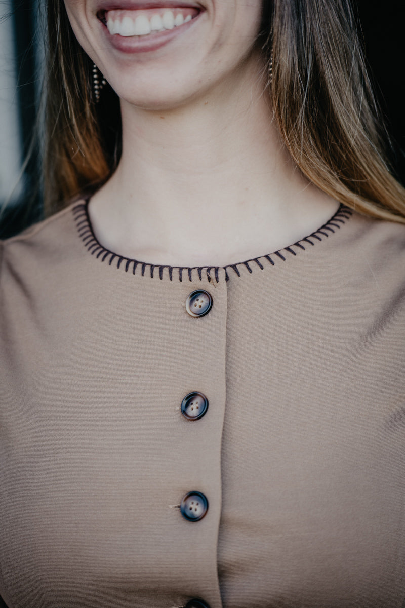 'Donna' Contrast Whipstitch Trim Button Down Vest (S-L)