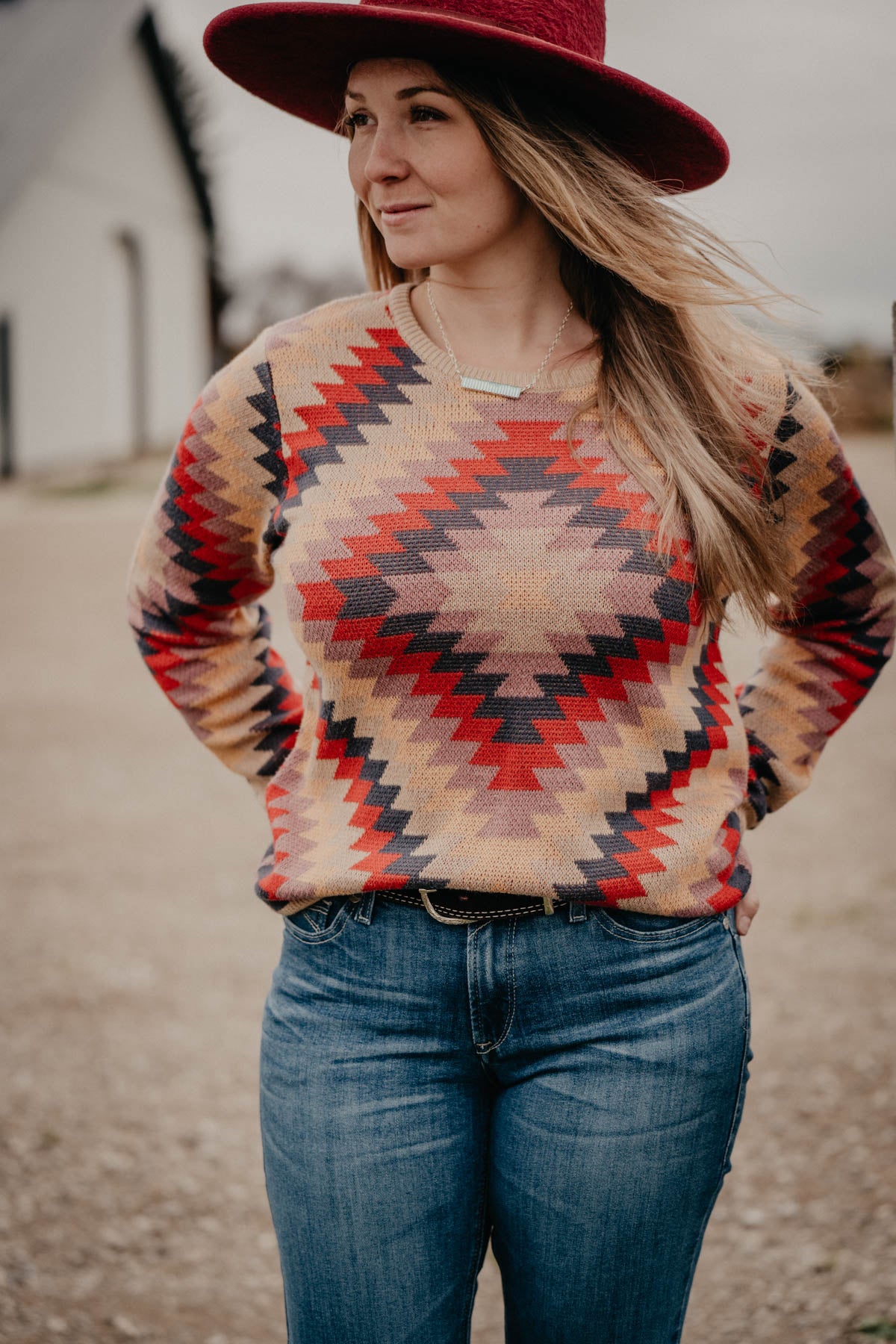 'Daphne' Geometric Knit Sweater (S - XXL)