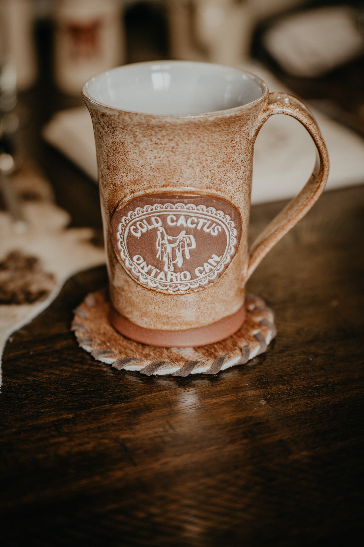Handcrafted Cold Cactus Stamped Pottery Mug (4 Colours)