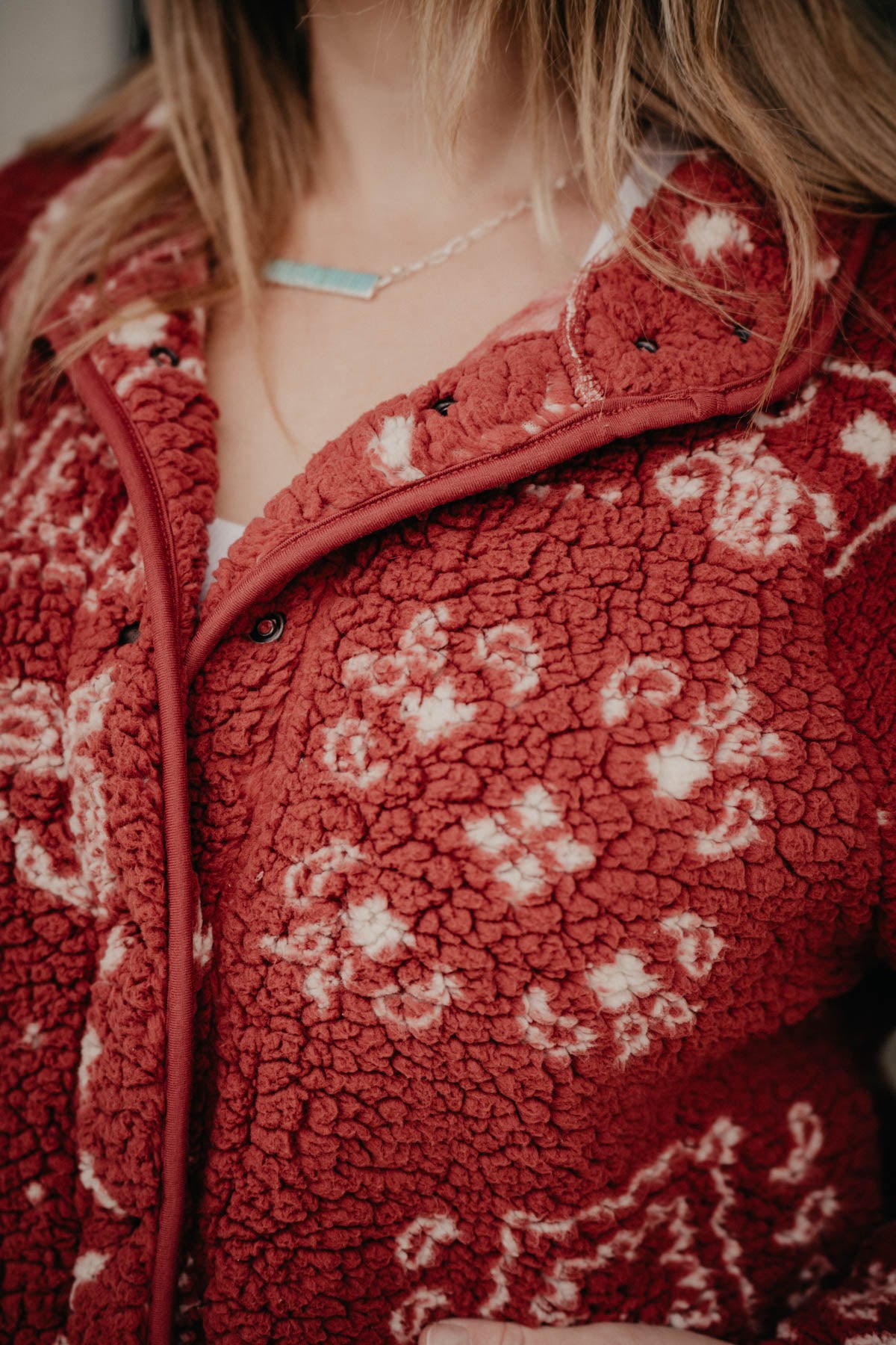 'Mulberry' Womens Wrangler Retro Bandanna Print Sherpa Jacket (S-XL)
