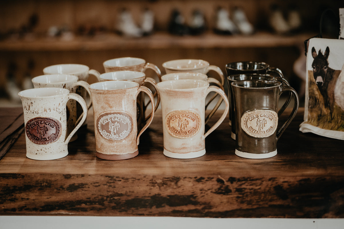 Handcrafted Cold Cactus Stamped Pottery Mug (4 Colours)