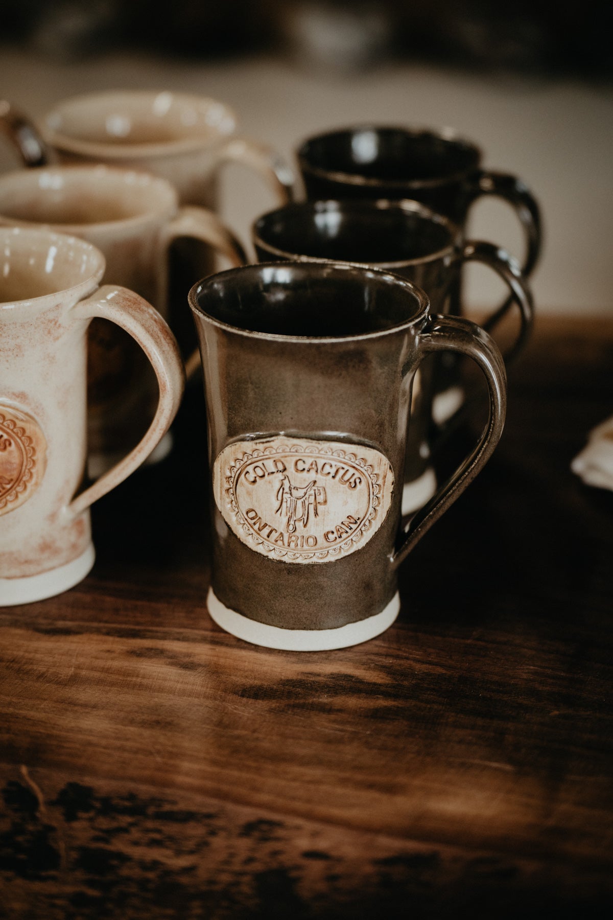 Handcrafted Cold Cactus Stamped Pottery Mug (4 Colours)