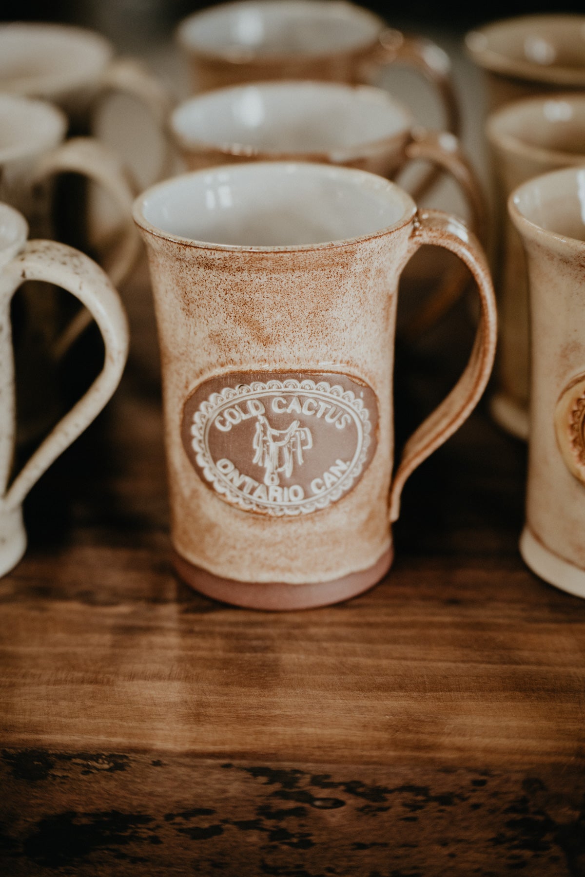 Handcrafted Cold Cactus Stamped Pottery Mug (4 Colours)