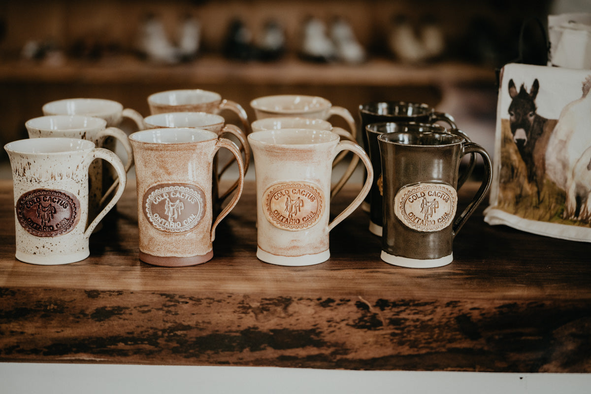 Handcrafted Cold Cactus Stamped Pottery Mug (4 Colours)