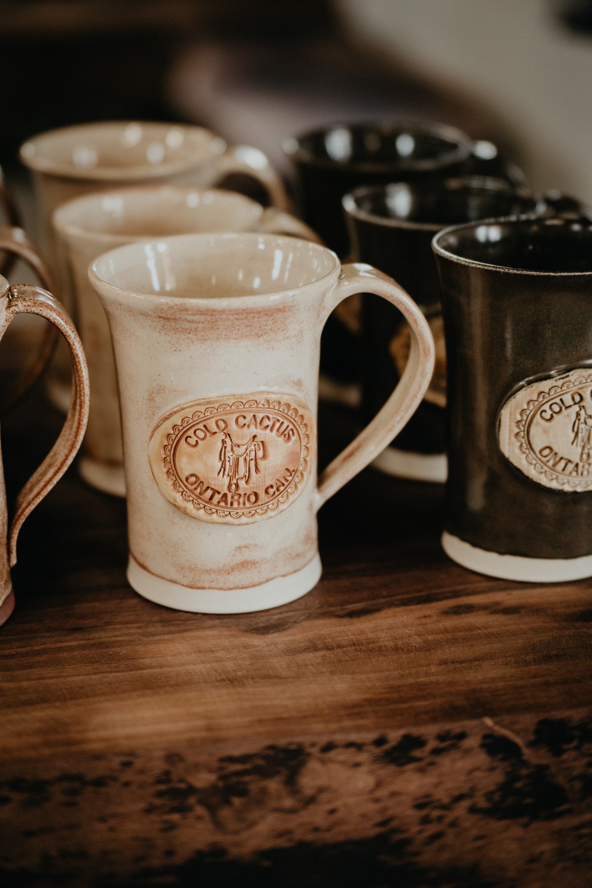 Handcrafted Cold Cactus Stamped Pottery Mug (4 Colours)
