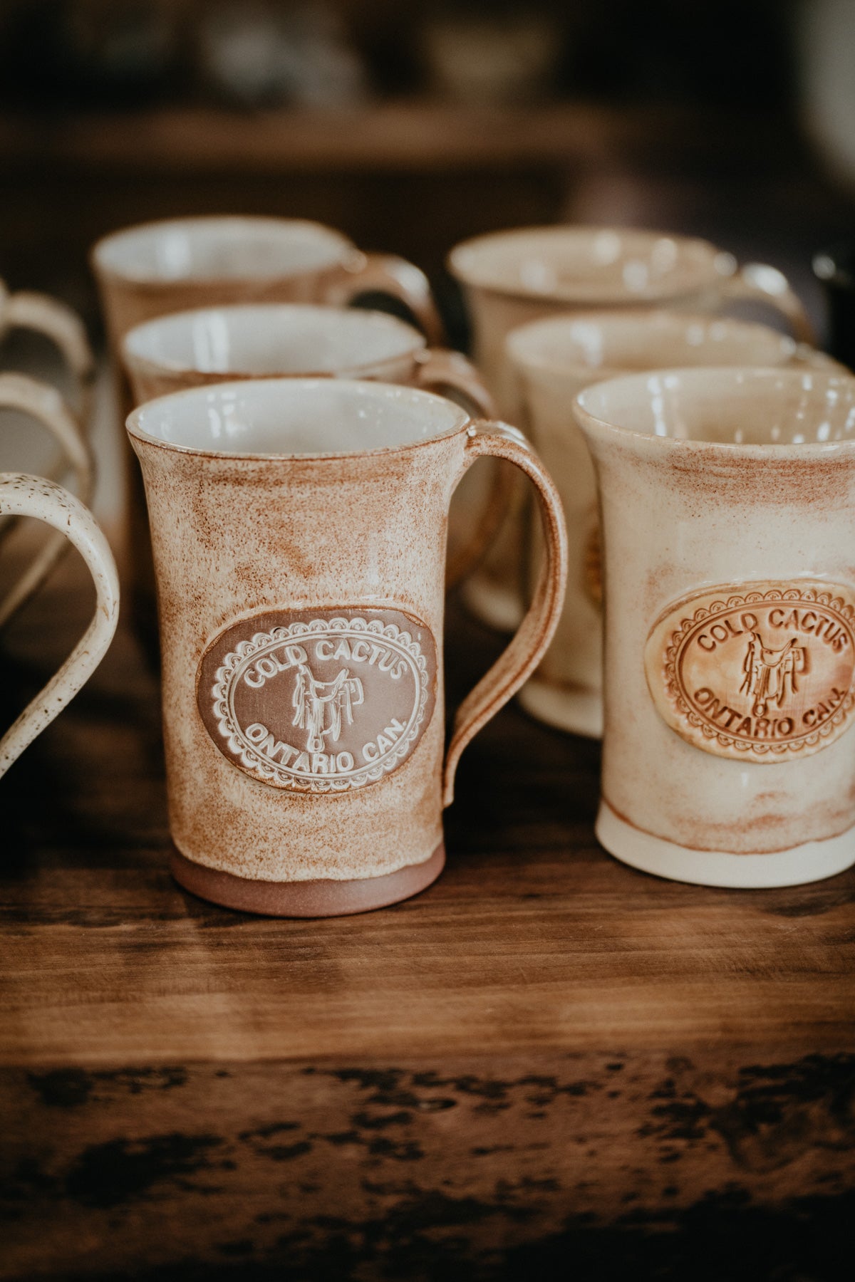Handcrafted Cold Cactus Stamped Pottery Mug (4 Colours)