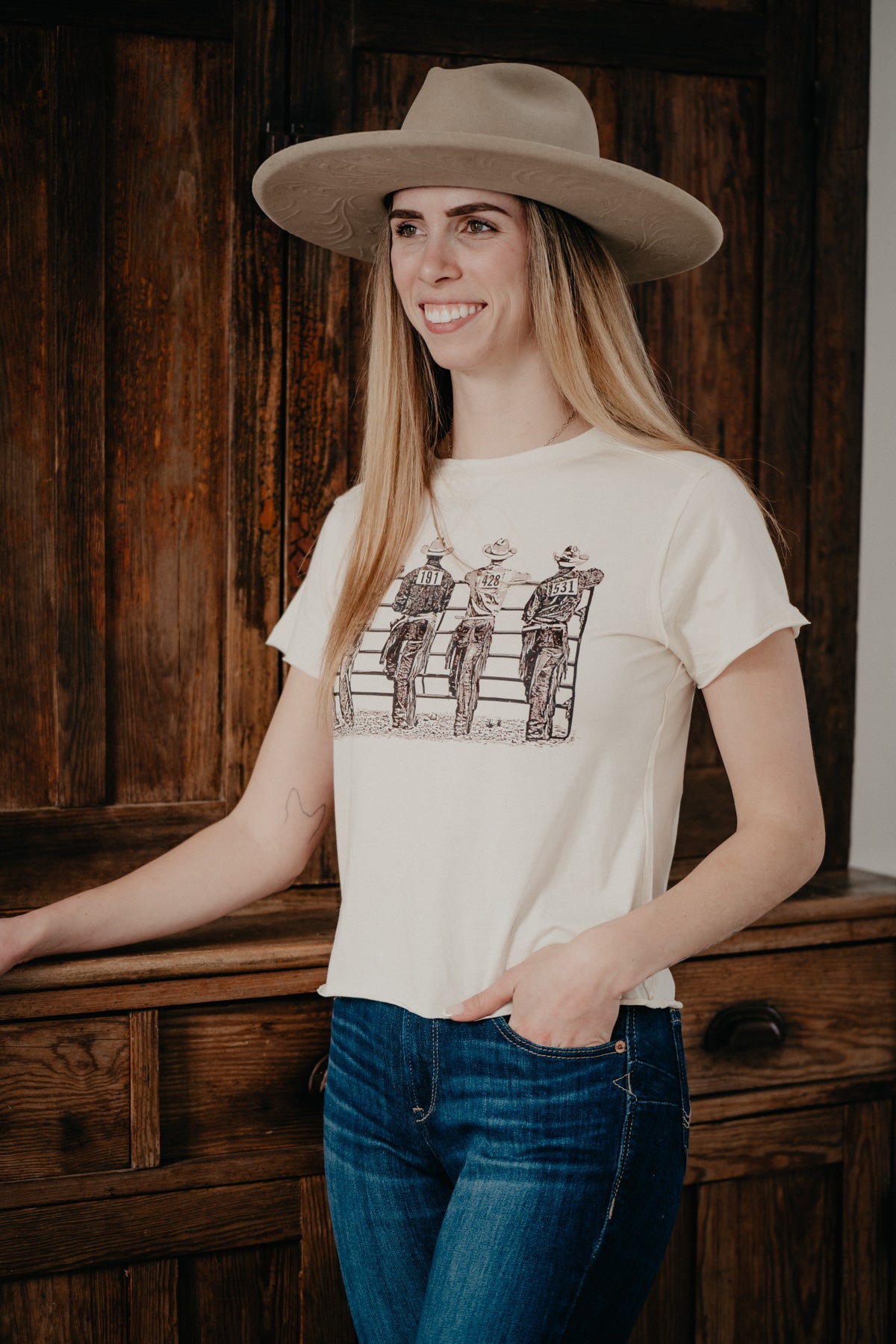 ‘Rodeo Cowboy’ Cruel Denim Women's Crop Tee (XL ONLY)