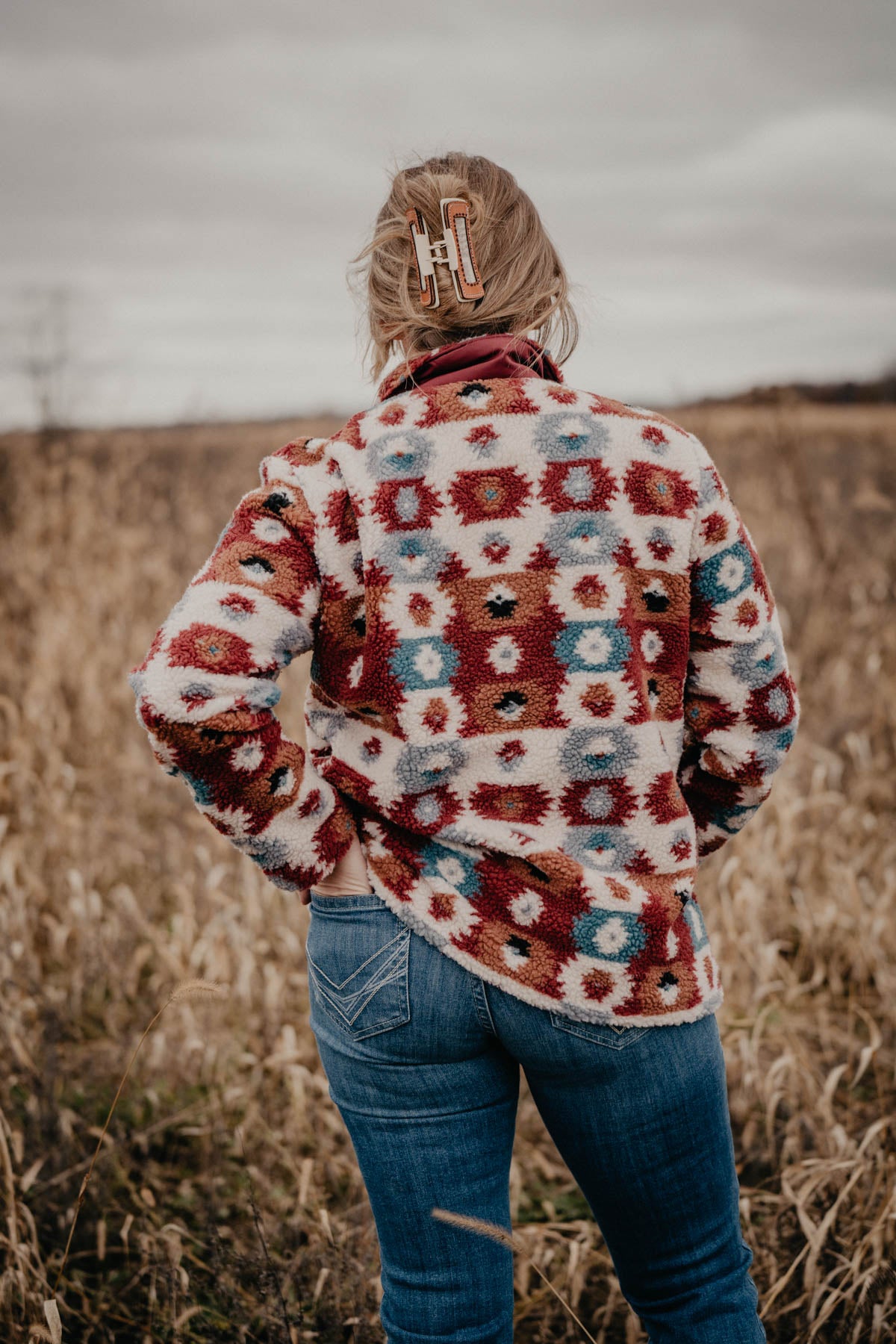 'Crooked River' Red Aztec Sherpa Pullover (S - XXL)