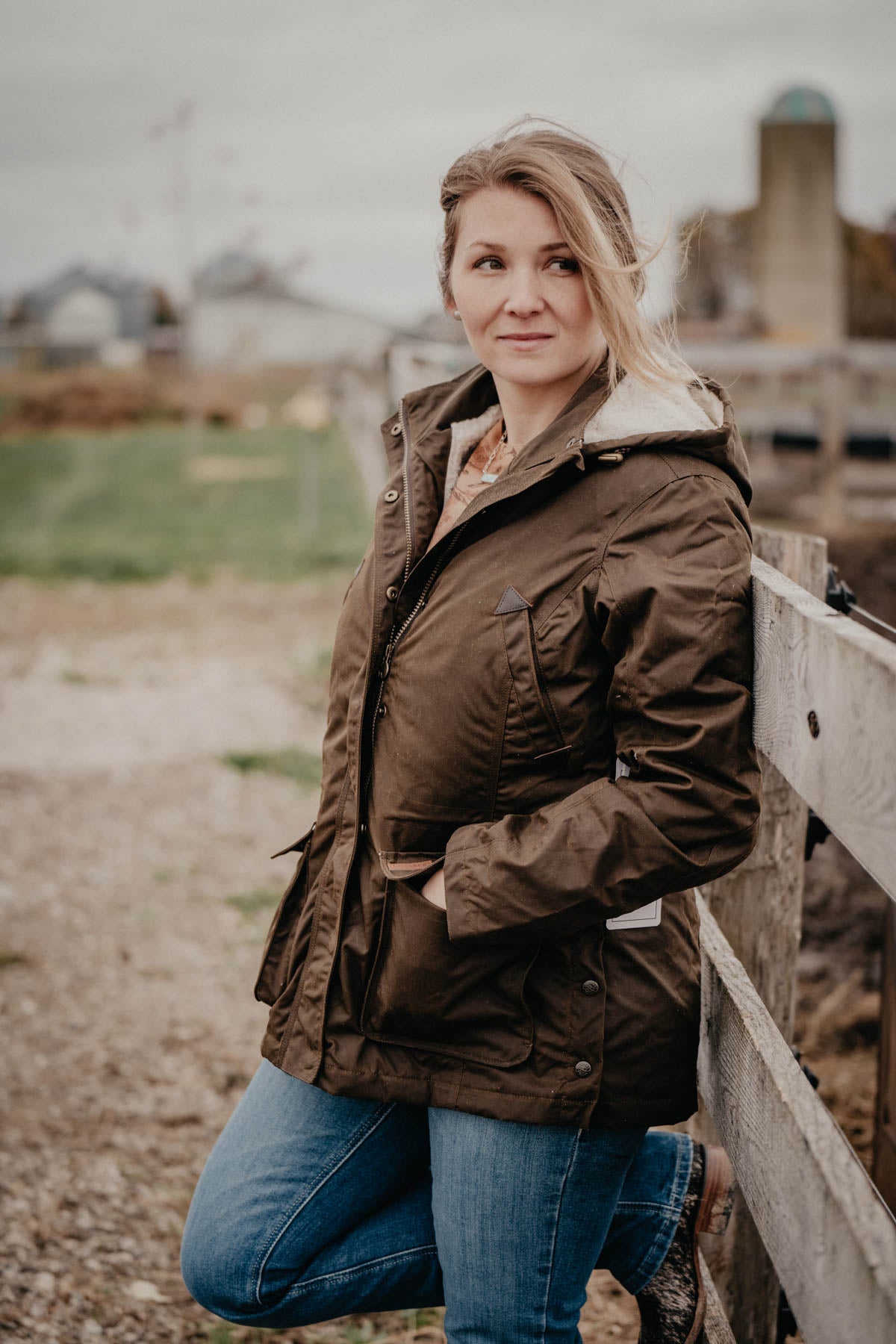 'Adelaide' Women's Sherpa Lined Oilskin Winter Jacket by Outback (S - 2XL)