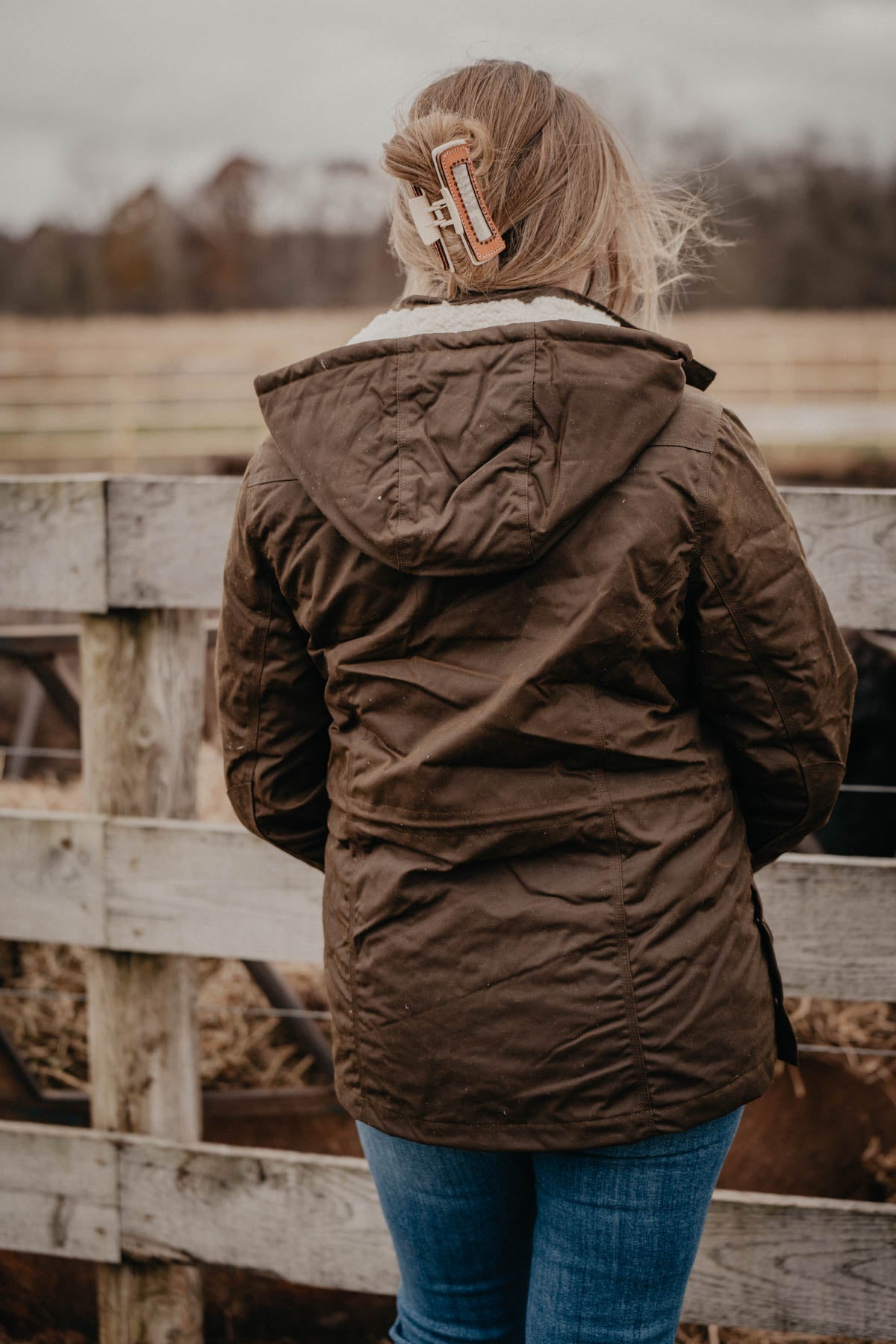 'Adelaide' Women's Sherpa Lined Oilskin Winter Jacket by Outback (S - 2XL)