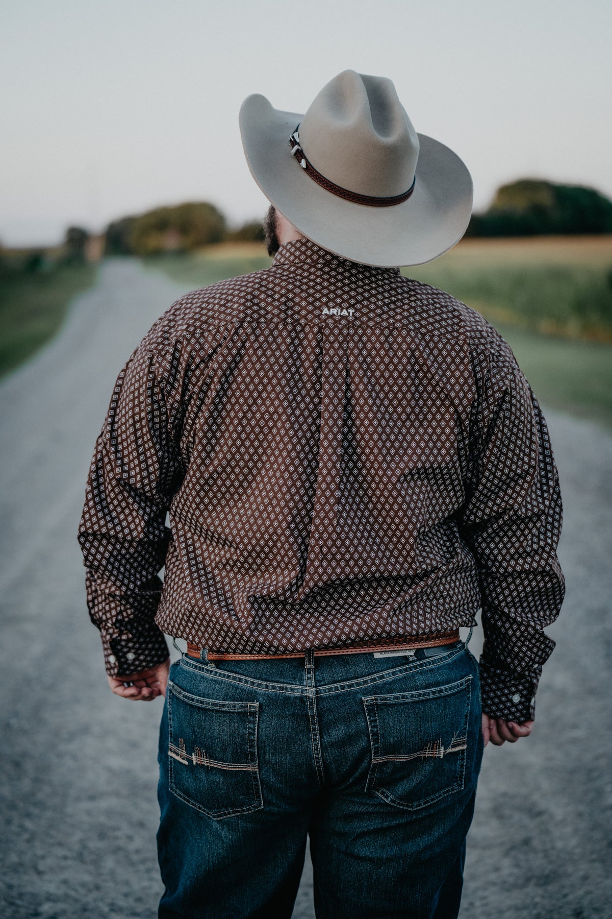 'Potting Soil' Ariat Men's Brown Geometric Long Sleeve Shirt (S- XXL)