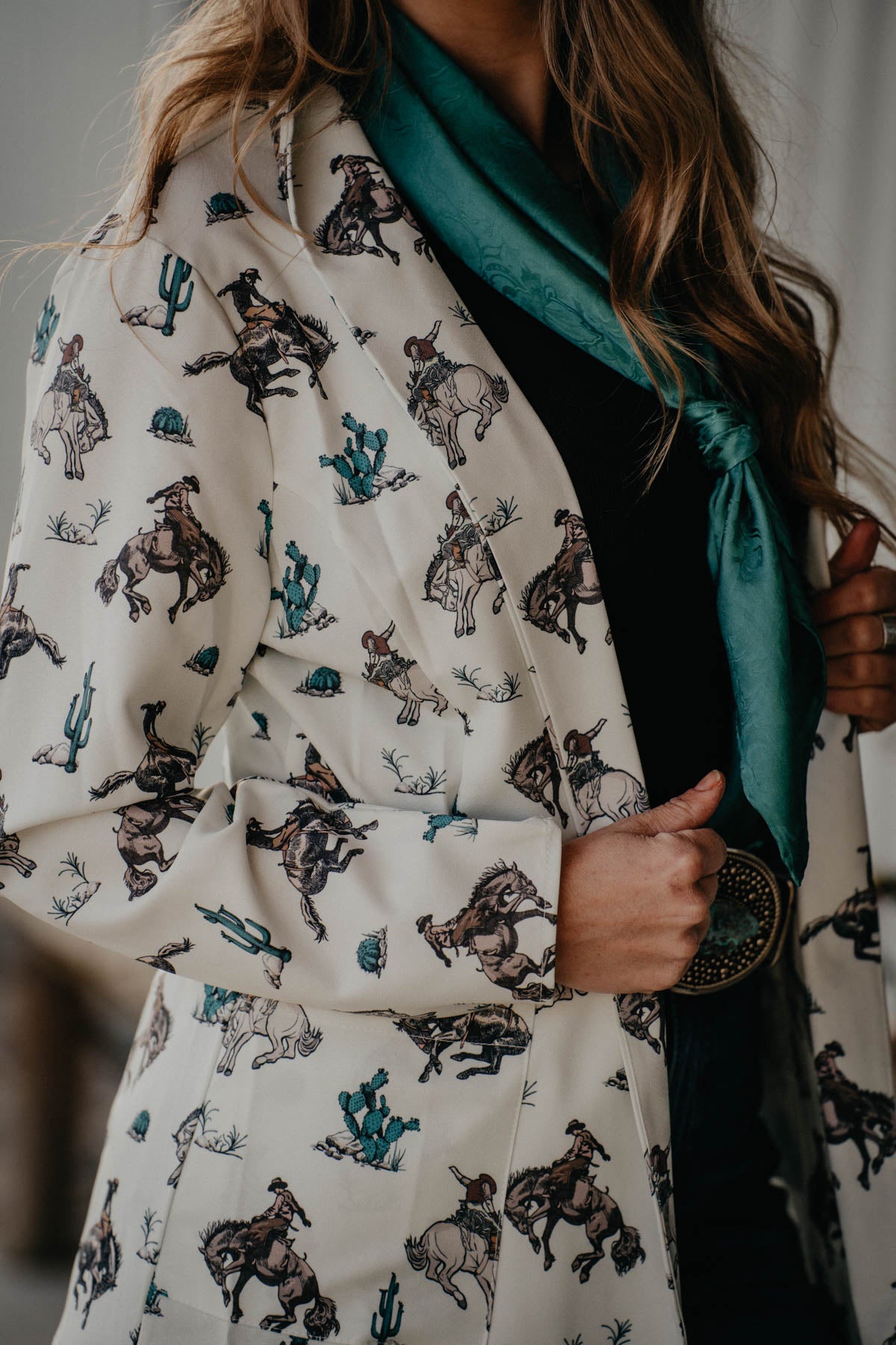 'Cheyenne' Bronc & Cactus Open Front Blazer (S - XL)