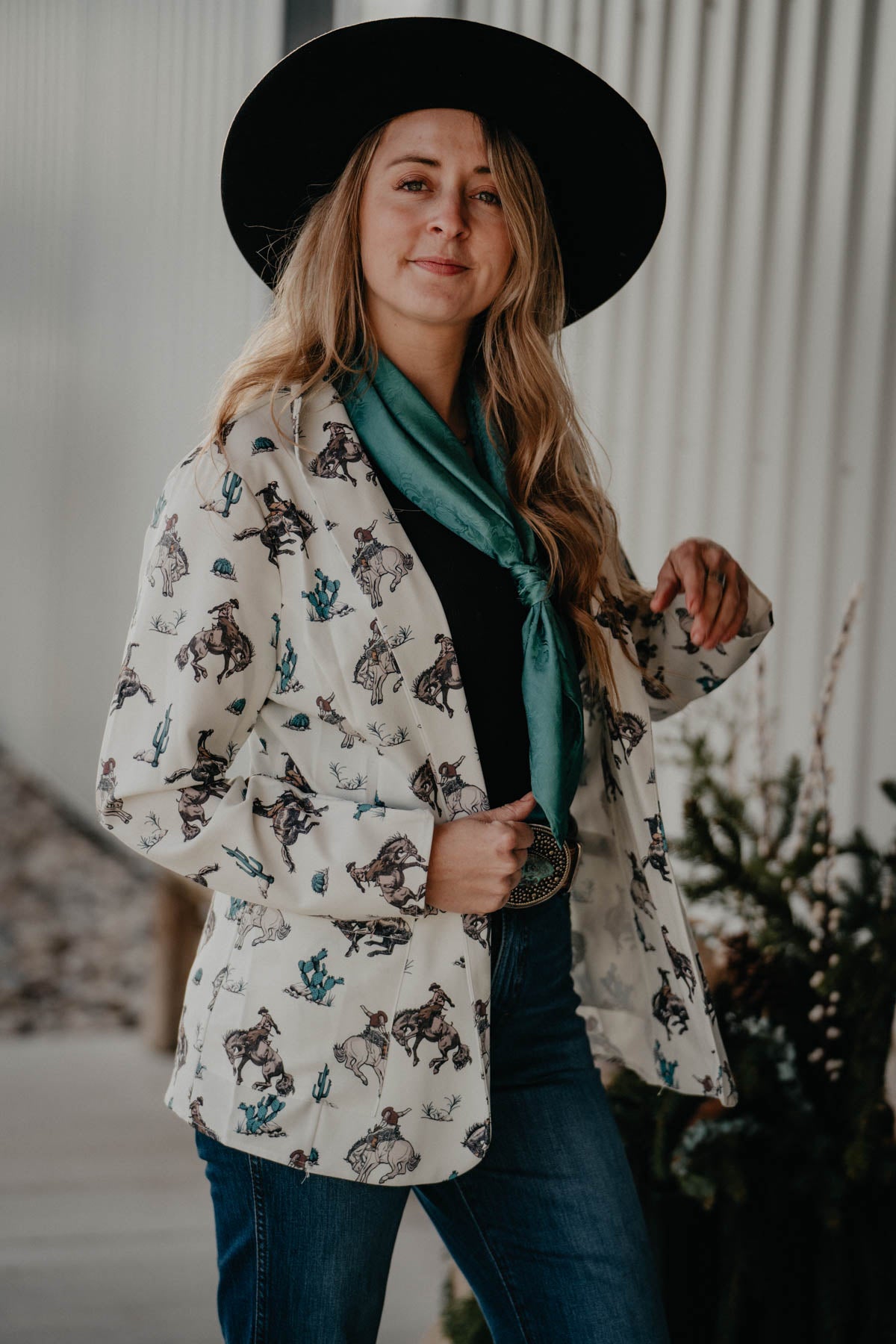 'Cheyenne' Bronc & Cactus Open Front Blazer (S - XL)