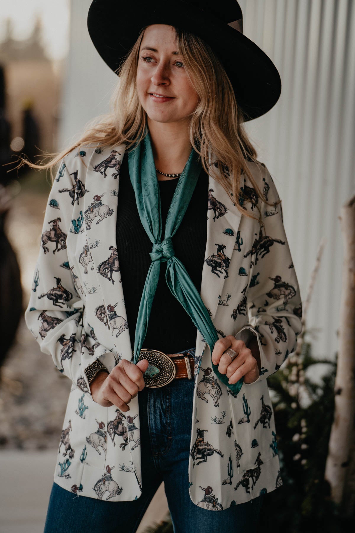 'Cheyenne' Bronc & Cactus Open Front Blazer (S - XL)