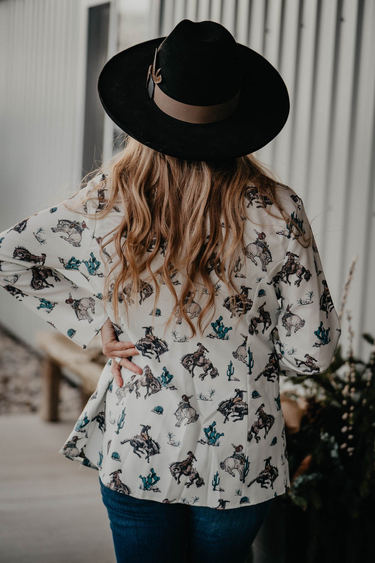 'Cheyenne' Bronc & Cactus Open Front Blazer (S - XL)