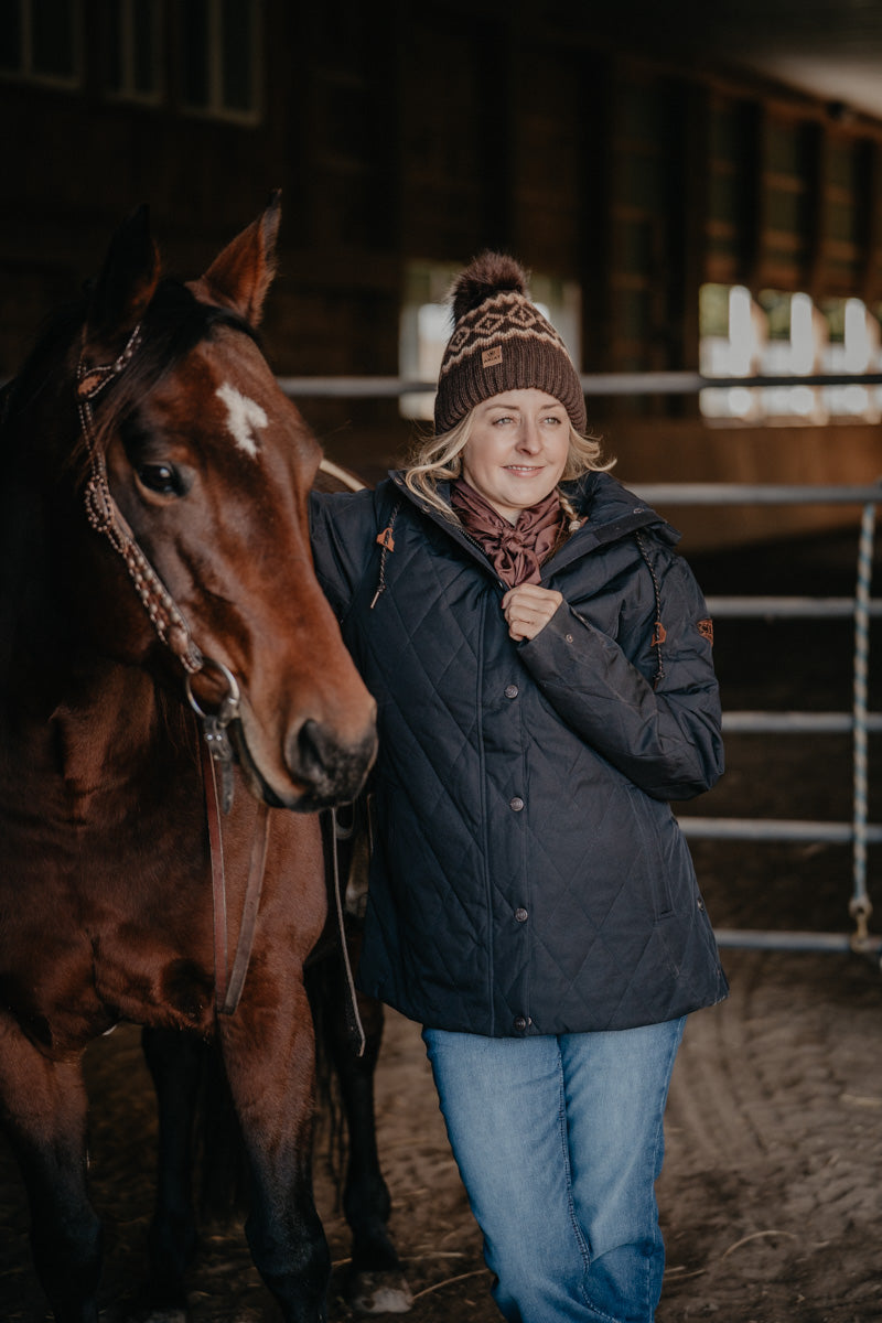 'Celine' Women's CINCH Black Quilted Barn Coat (XS-XXL)