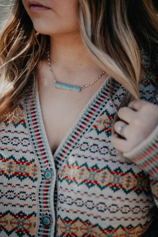 Turquoise Inlay Bar Necklace