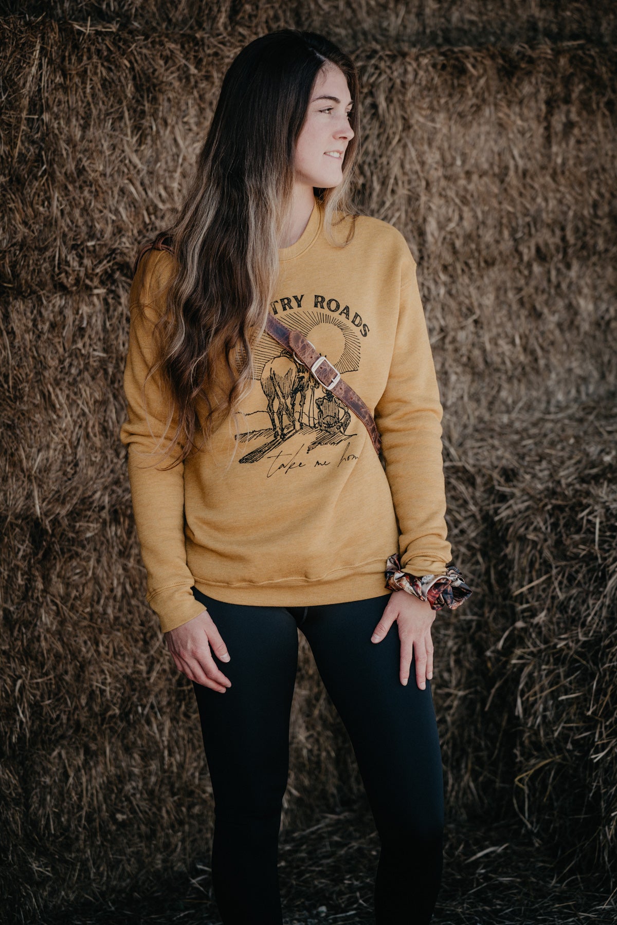 'Country Roads' Graphic Sweatshirt Heather Mustard (S-XL)