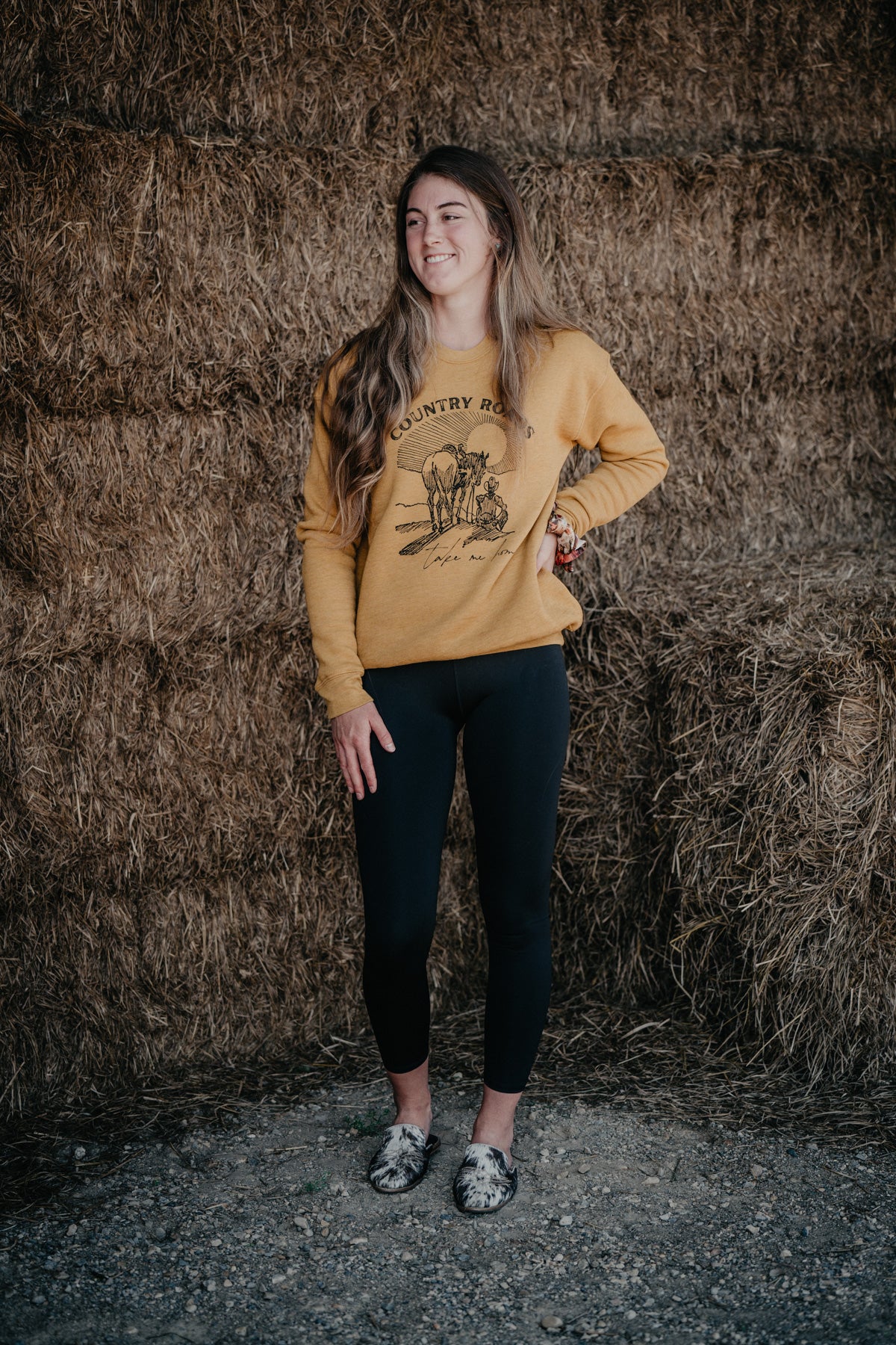 'Country Roads' Graphic Sweatshirt Heather Mustard (S-XL)