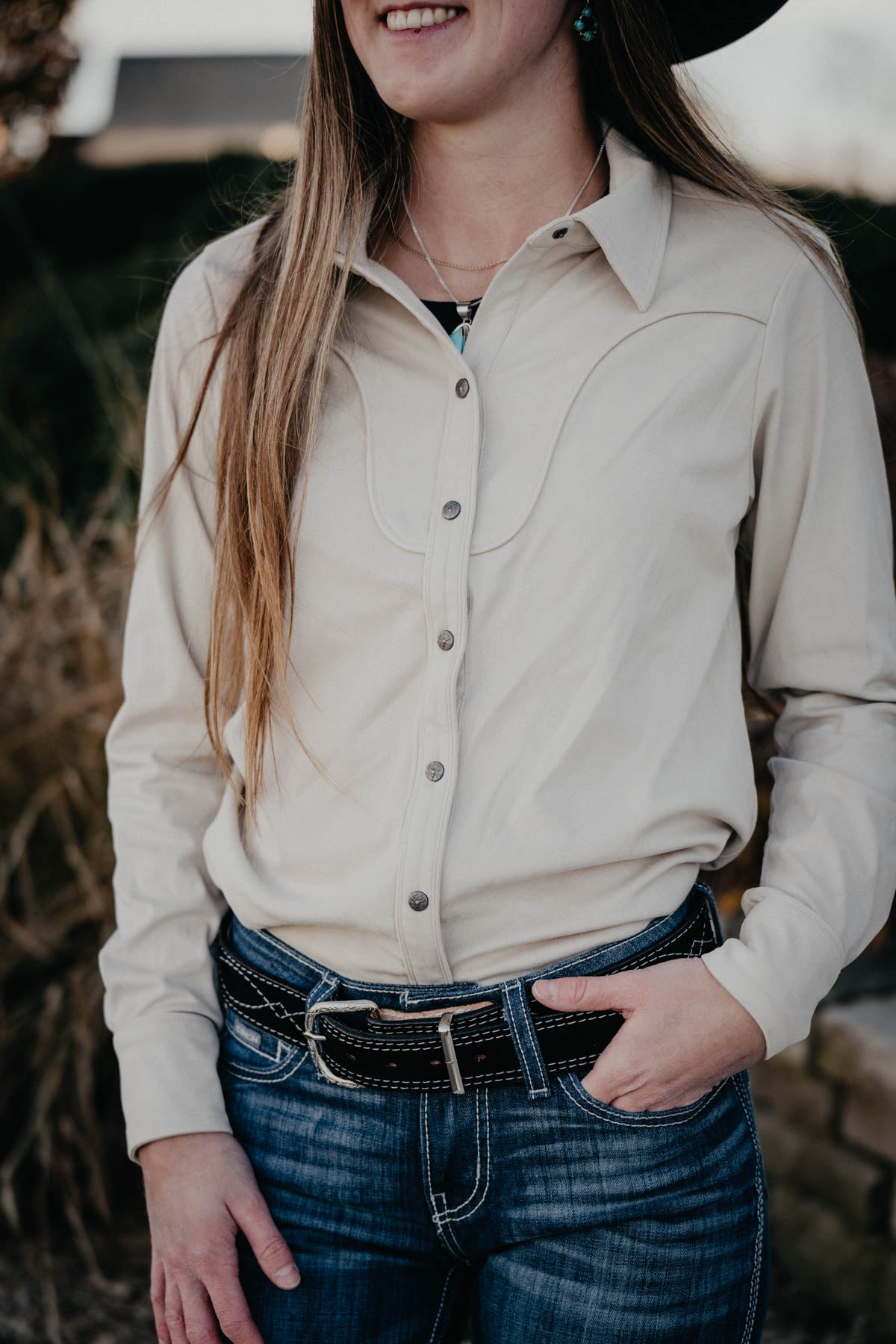 'Rocky Butte' Suede Long Sleeve Pearl Snap (XS - XXL)