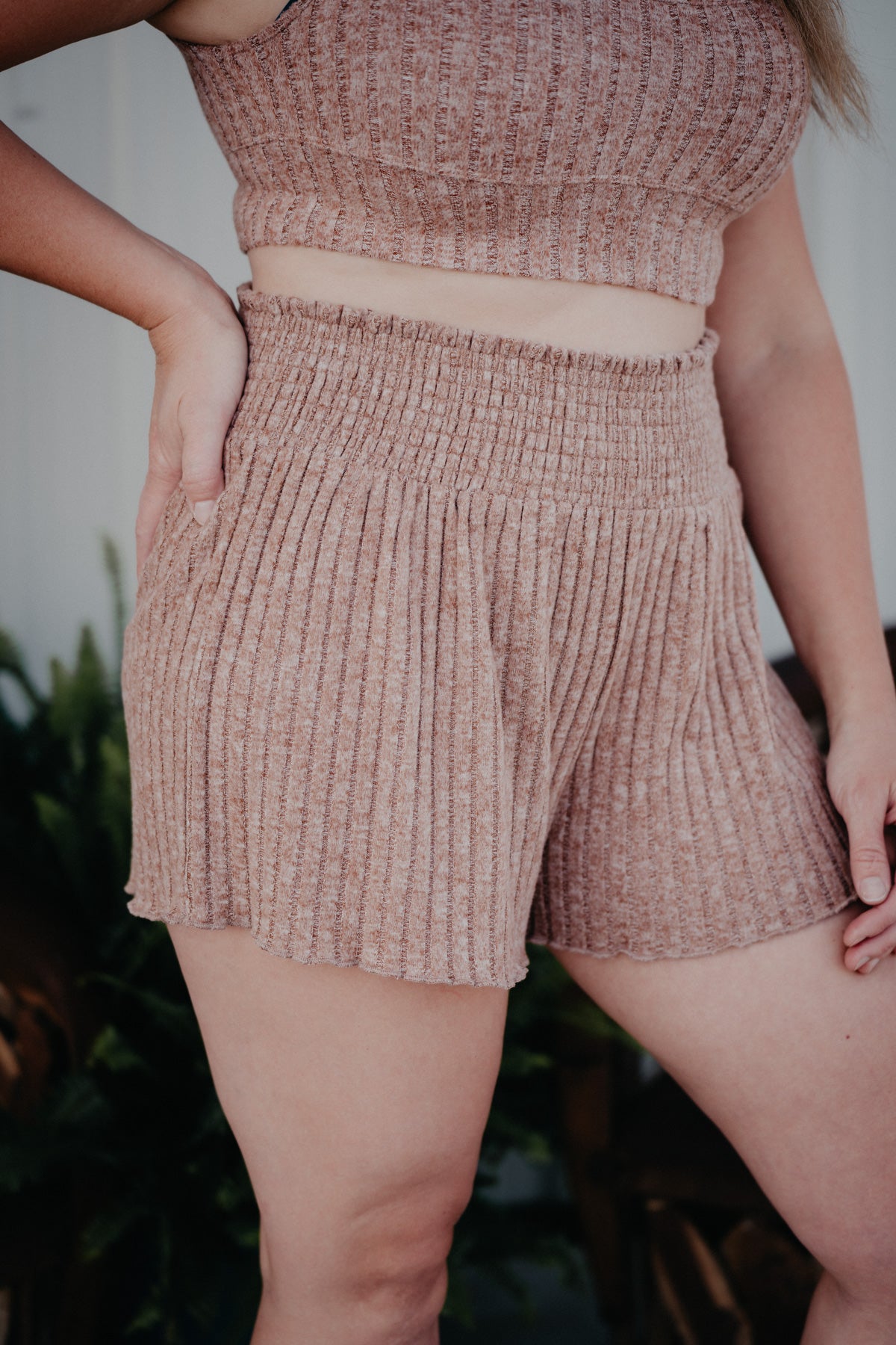 Maple Heather Smocked Ribbed Shorts by Z Supply (XS - L)