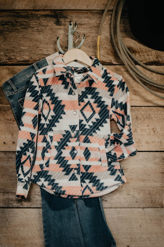 Girl's Pink Aztec Shacket by Cruel Denim (One S Only)
