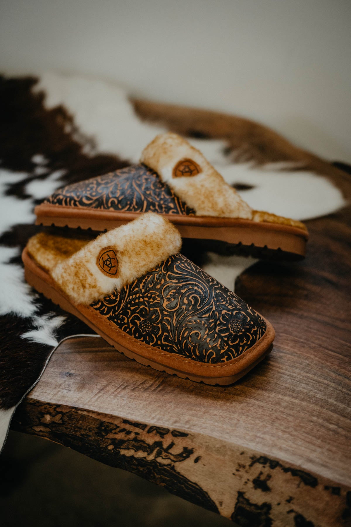 Women's Ariat Square Toe Boot Slippers (Tooled Leather)