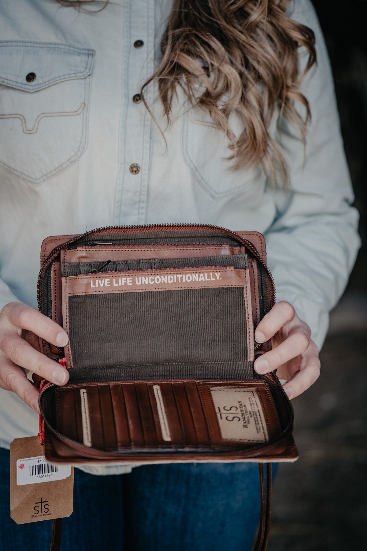 'Evie' Cowhide Crossbody Organizer Wallet by STS Ranchwear