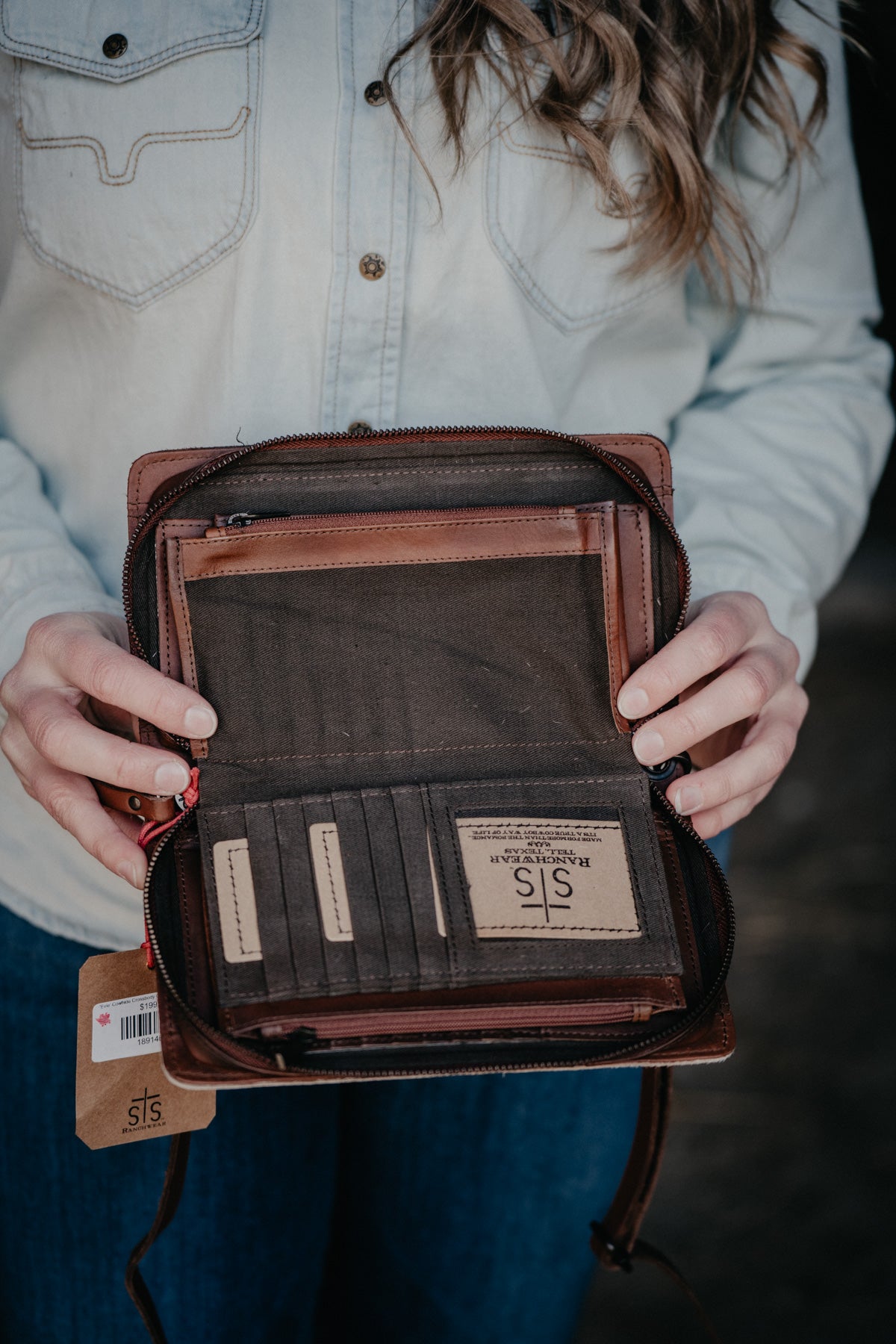 'Evie' Cowhide Crossbody Organizer Wallet by STS Ranchwear