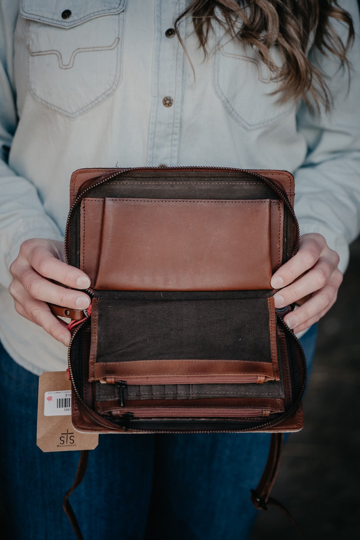 'Evie' Cowhide Crossbody Organizer Wallet by STS Ranchwear