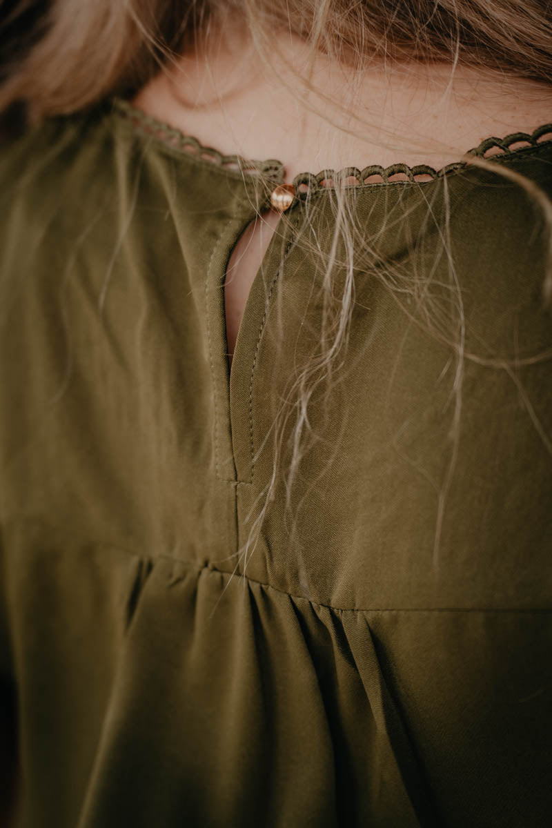 'Aster' Olive Floral Embroidered Top (S-L)