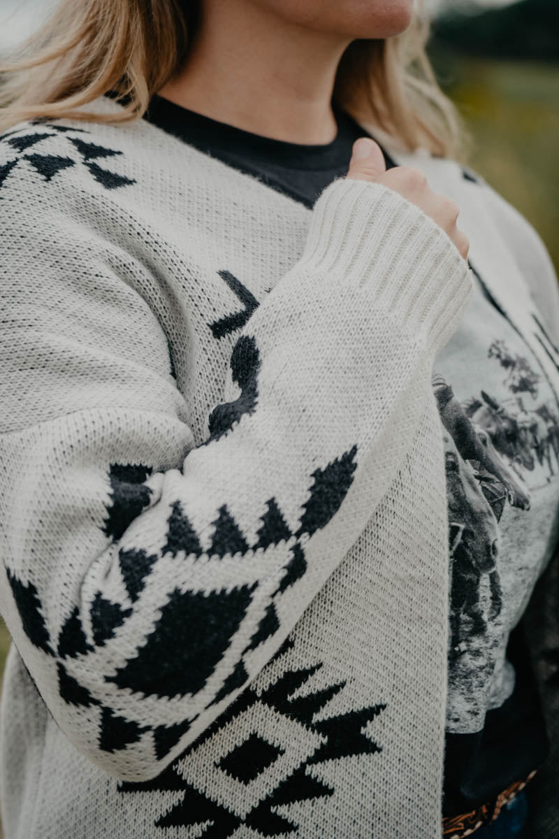 'Whitehorse' Ivory Aztec Cardigan (S-3X)