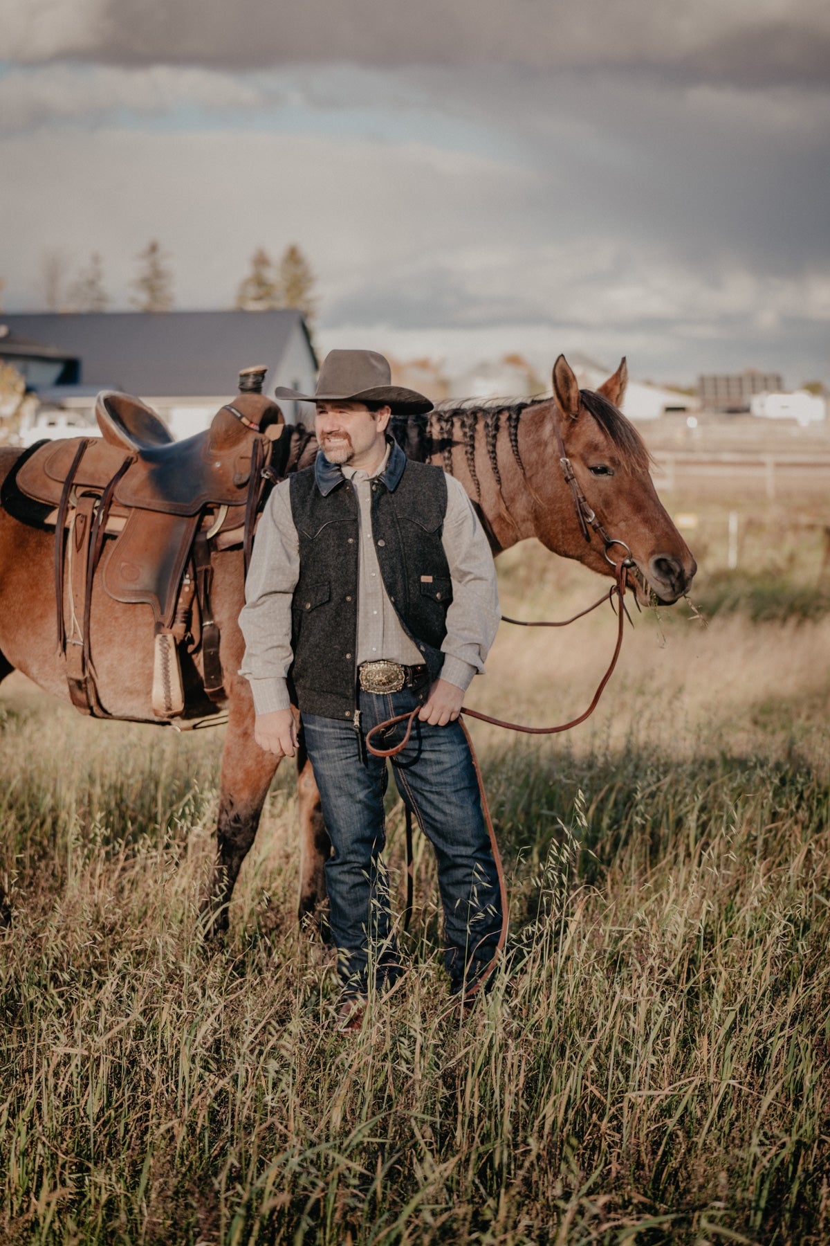 'Holbrook' Men's Wool Charcoal Vest by Powder River (L & XL Only)