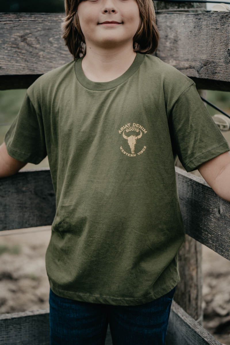 Boy's Ariat Army Bison Skull T-shirt (XS-XL)