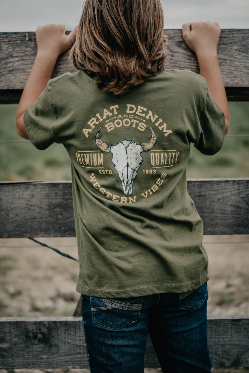 Boy's Ariat Army Bison Skull T-shirt (XS-XL)