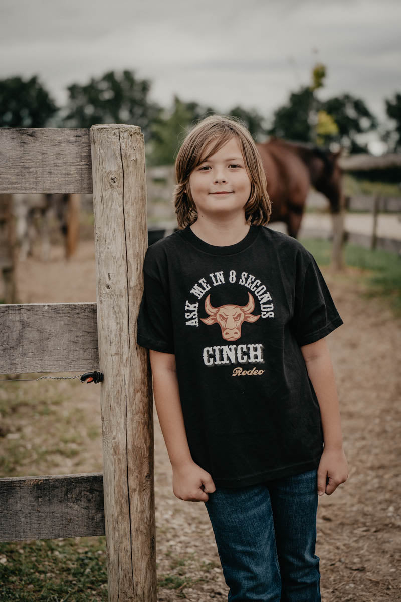 '8 Seconds' Black Rodeo Youth CINCH Tee (6/8 to 14)