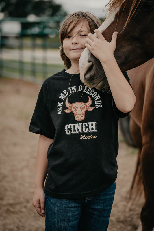 '8 Seconds' Black Rodeo Youth CINCH Tee (6/8 to 14)
