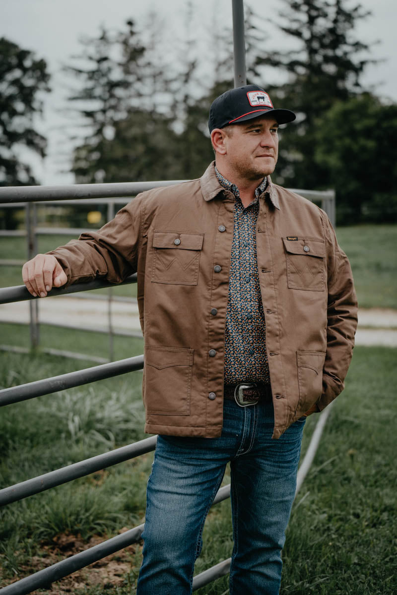 'Rustler' Wrangler Mens Western Cotton Canvas Barn Coat with Quilted Lining(M-XXL)