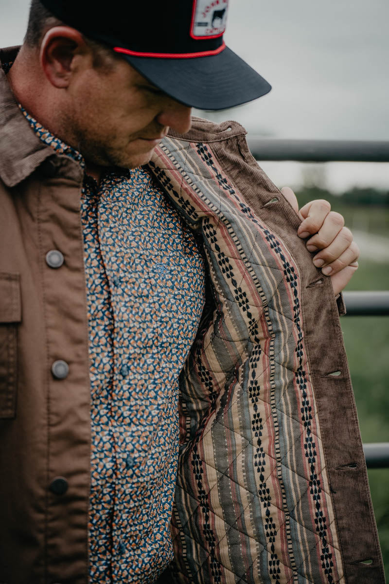 'Rustler' Wrangler Mens Western Cotton Canvas Barn Coat with Quilted Lining(M-XXL)