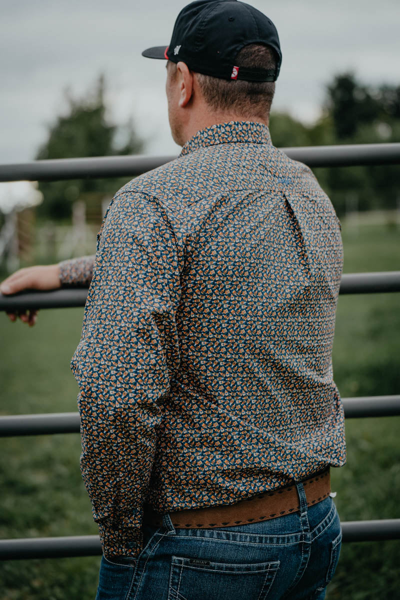'Boozen' Mens Ariat Classic Fit Button Up Long Sleeve Shirt (M- XXL)