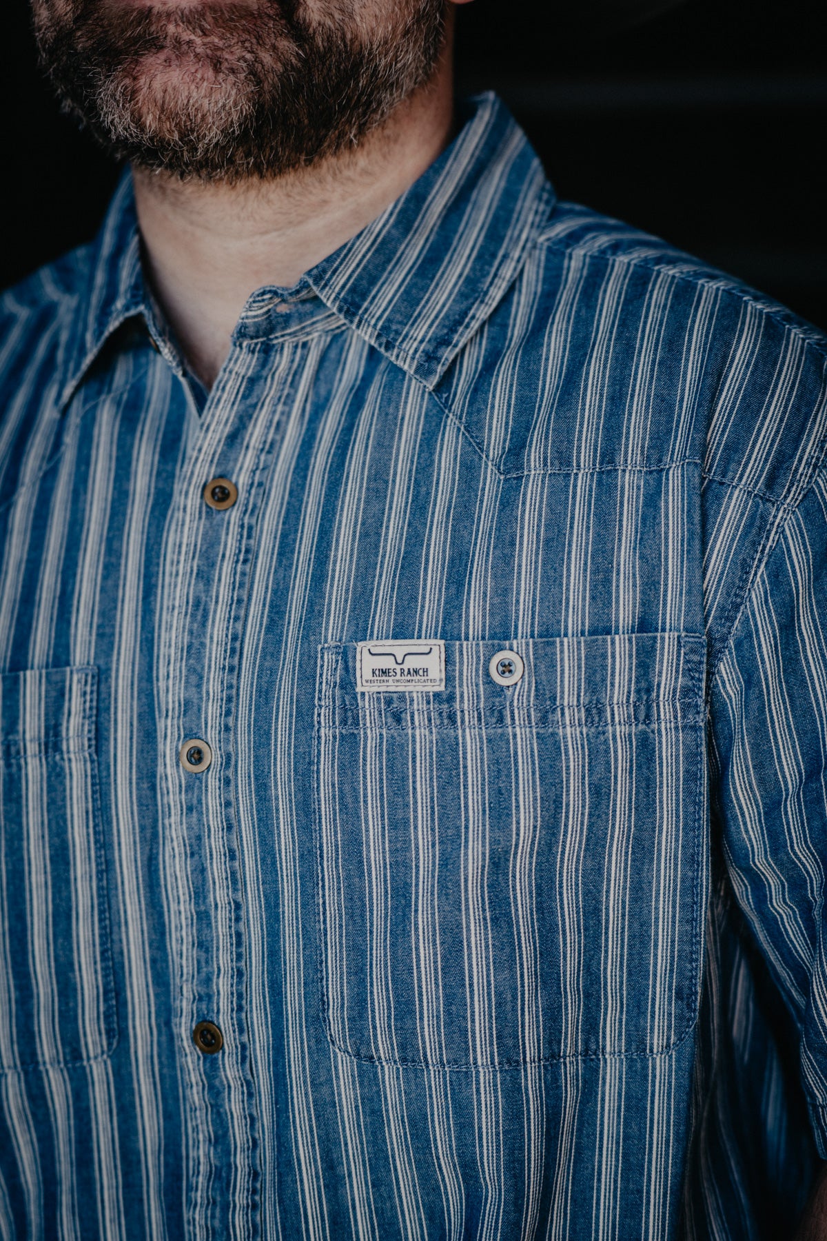 Men's 'Shifter' Kimes Indigo Striped Short Sleeve Button Up (S - XXL)