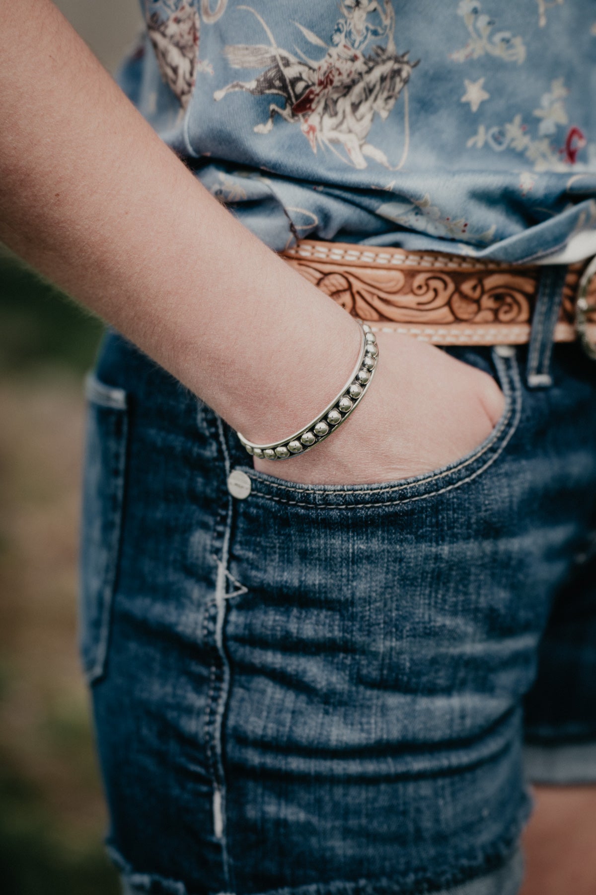 Silver Ball Cuff Bracelet