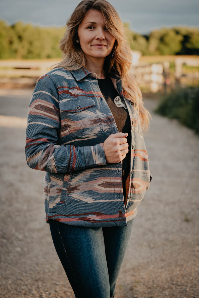 'Roaming Spirit' Women's Ariat Chimayo Aztec Shacket with Sherpa Lining (XS-XXL)